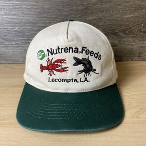 Vintage Nutrena Feeds Hat Cap Snap Back Green White Embroidered Mens KC 90s